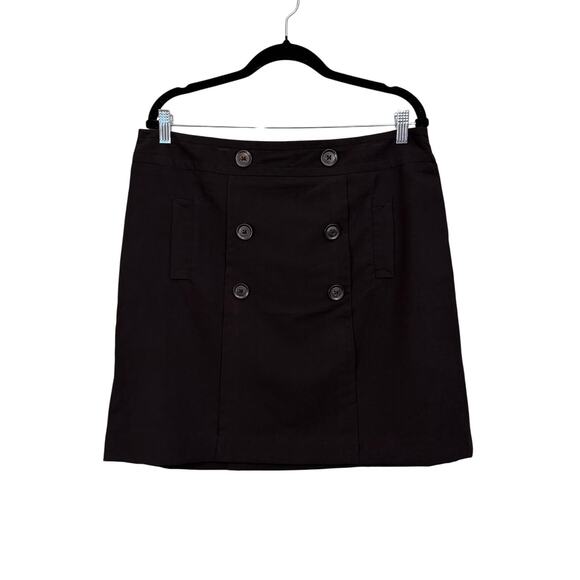 Sandro Mini Skirt Womens 14P Black Pleated A-Line High Waist Double Breasted - Picture 1 of 7